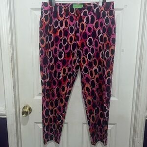 Ankle Pappagallo pant Navy with colorful circles size 12